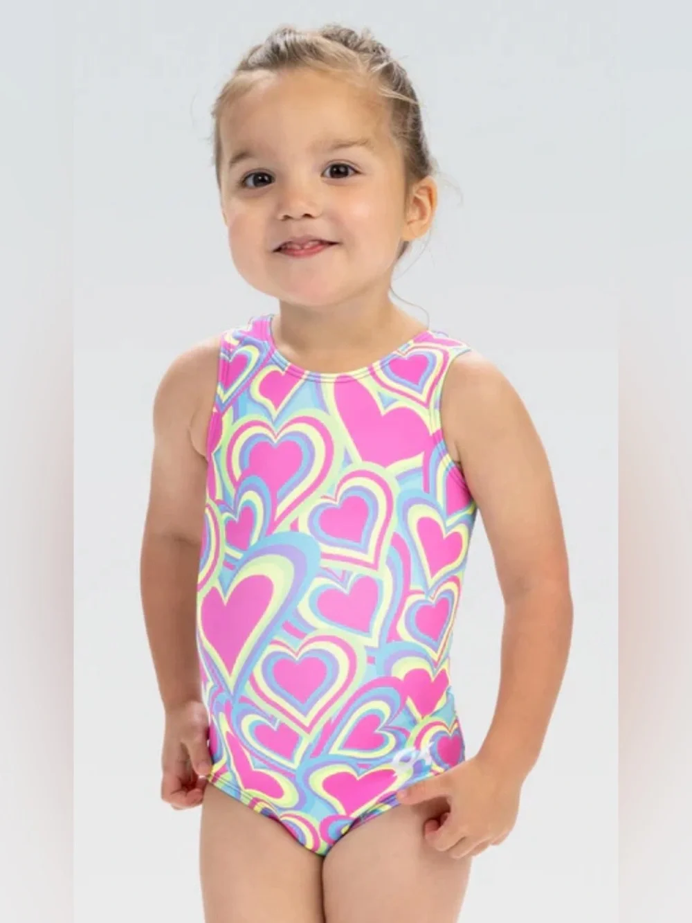 New with tags GKids Rainbow Hearts Tank gymnastics tumbling dance Leotard CXS